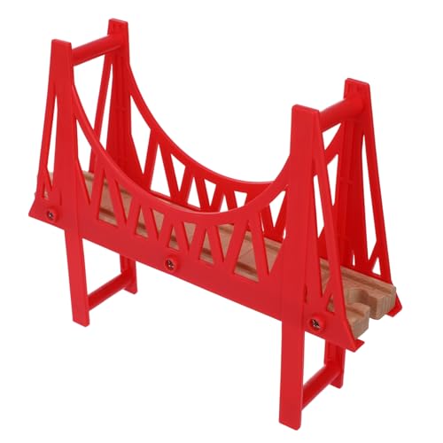 ULTECHNOVO Holz- -Zug Hölzerne Eisenbahnbrücke Bahngleise Holz Holztrennstrecken Schienen Holzstrecke Holzeisenbahn-zubehör, Cross-Eisenbahn- Plarail Rot Plastik von ULTECHNOVO