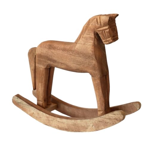 ULTECHNOVO Kiefernholz -schaukelpferd Mini Elegant Handwerk Klein Party Weihnachtliche Wohnkultur Reiter Drinnen Sachen Steckenpferde Spielzeugpferde Hölzern Beige von ULTECHNOVO