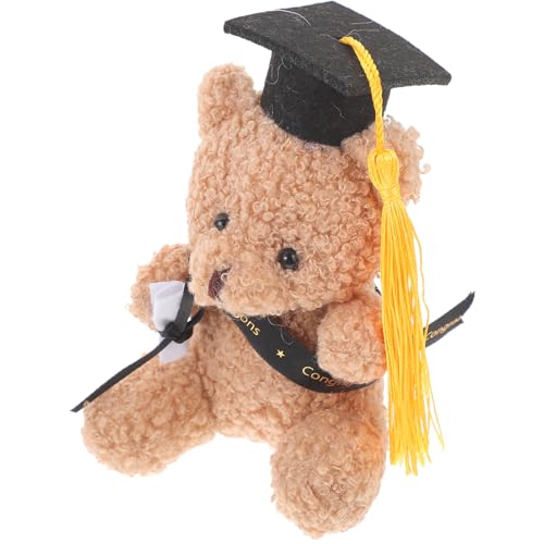 ULTECHNOVO Mini Plüsch Abschlussbär mit Doktorhut Kuscheltier Blumenstrauß Dekoration für Graduierungsgeschenke Schwarz für Abschlussfeiern Erinnerungsstück von ULTECHNOVO