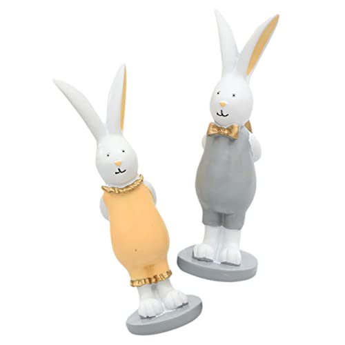 ULTECHNOVO Resin Osterhase Figur Deko mit Goldfarbenem Ei Kreative Hasenstatue aus Langlebigem Harz Kompakte Tischdekoration für Wohnzimmer Regal Schlafzimmer Vielseitige und Herbstdeko von ULTECHNOVO