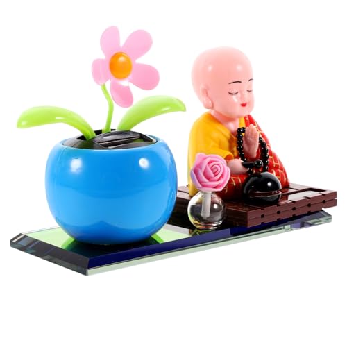 ULTECHNOVO Statue Wackelkopf Dekorative Auto Innenverzierung mit Solar für Armaturenbrett Schreibtisch Niedliches für Buddha Kultur Fans Blaues von ULTECHNOVO