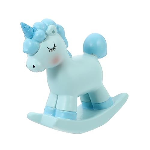 ULTECHNOVO Unicorn Cake Topper aus Blauem Resin Dessert Tortendeko für Geburtstag Shower Hochzeit Party Ornament für Besondere Feiern von ULTECHNOVO