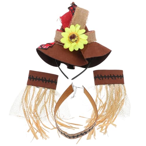 ULTECHNOVO Vogelscheuchenhut: 4-Teiliges Halloween-Kostümzubehör: Strohhut Armband Halskette Dekoration Für Cosplay-Partys Für Männer Und Frauen von ULTECHNOVO