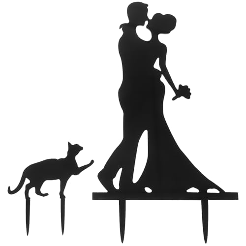 Cake Topper, UEETEK Kuchen Topper Acryl Küssen Paar mit Katze Kuchen Decor für Hochzeit/ Engagement/ Jahrestag Party von ULTNICE