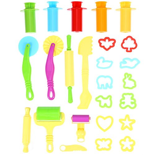 Play- -Set, Knetmasse-Spielzeug, 20 Werkzeuge/Ausstecher mit 5 x Pressaufsätzen (zufällige Farbe) von ULTNICE
