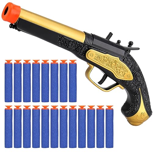 Piratenpistole Spielzeug Pistole für Kinder - Spielzeugpistolen mit 20 Kugeln, Spielzeug-Schaumstoff-Blaster für Halloween Karneval Piratenkostüm von ULUCTROM