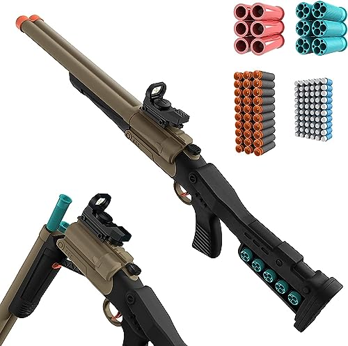 Spielzeug Schrotflinte Scharfschützengewehr für 8+ Kinder - Doppelläufige Spielzeugpistole mit 90 Weiche Kugel, Spielzeug-Schaum-Blaster mit Schale Auswerfen von ULUCTROM