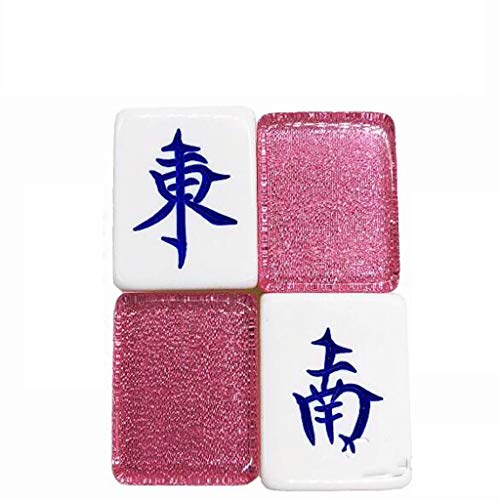 ULZWT Lustiges Mahjong-Set Chinesische Mahjong Set Tragbare Kristall Acryl Große Mahjong Classic Chinesischer Stil Mahjong Spiel Wunderbares Geschenk Partyhausparty (Color : Pink, Größe : 40#) von ULZWT