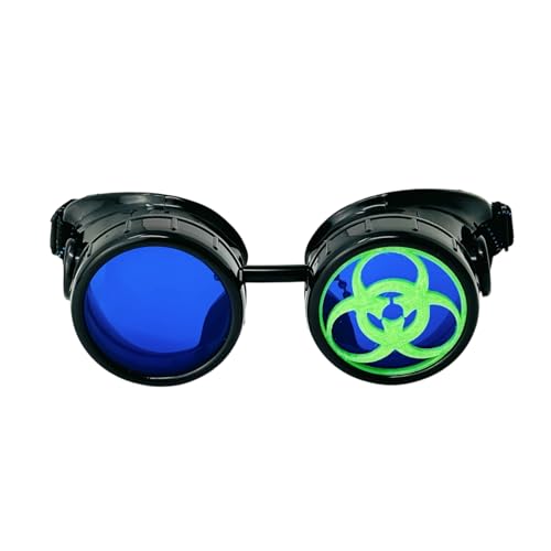 UMBRELLALABORATORY Steampunk Mad Scientist Brille Kostüm Zubehör Cosplay Brille Grün Retro Runde Halloween Brille von UMBRELLALABORATORY