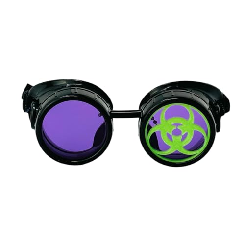 UMBRELLALABORATORY Steampunk Mad Scientist Brille Kostüm Zubehör Cosplay Brille Lila Retro Runde Halloween Brille von UMBRELLALABORATORY