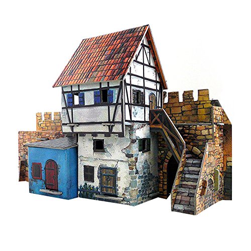 UMBUM Innovatives 3-D-Puzzle Haus in der Nähe der Mauer Medieval Town 3D-Kartonmodellbausatz für Erwachsene und Kinder von UMBUM