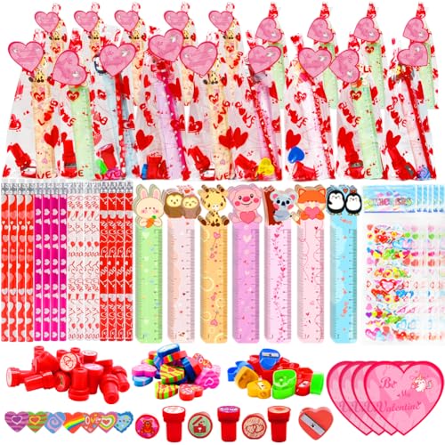 28-teiliges Valentinstag-Schreibwaren-Set, Valentinstagsgeschenke mit Bleistiftkarten, Stempel, Radiergummi, Lineal, Spitzer, Geschenktüte für Kinder, Valentinstag, Schule, Klassenzimmer, Preis 28-teiliges Valentinstag-Schreibwaren-Set, Valentinstagsgeschenke mit Bleistiftkarten, Stempel, Radiergummi, Lineal, Spitzer, Geschenktüte für Kinder, Valentinstag, Schule, Klassenzimmer, Preis von UMEELR