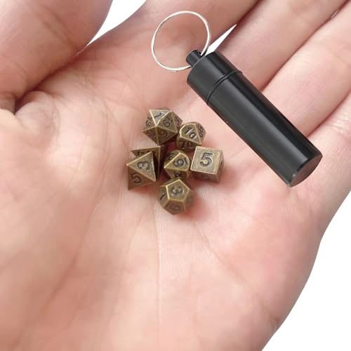 DND Würfel Set mit Mini Dice Set Winzige Metall Würfel Fall Tragbare Antike Eisen Metall Würfel Set für Schlüsselanhänger Antique Bronze DND Würfel Set mit Mini Dice Set Winzige Metall Würfel Fall Tragbare Antike Eisen Metall Würfel Set für Schlüsselanhänger Antique Bronze von UMLIPOT