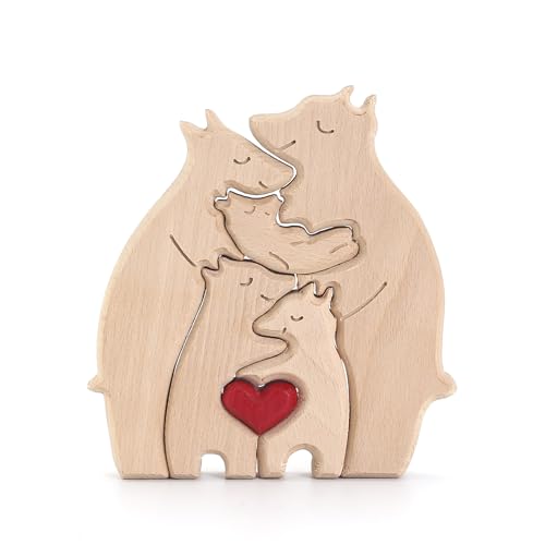 Holzkunstpuzzle Der Bärenfamilie, Holzpuzzle Ab 5, Familie Deko, Holzornamente Desktop, Bürodekoration, Geschenke für Familie, Baby Und Kinder (5PCS)… von UMavlesFrd