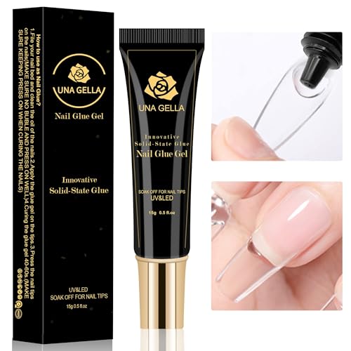 UNA GELLA Soft Gel Nägel Tipps Festes Nägelkleber Gel 15ml | Lampenhärtung erforderlich Fester Zustand Ablösbarer Kleber Super Starker Nagel für Acrylnägel Aushärtung erforderlich UNA GELLA Soft Gel Nägel Tipps Festes Nägelkleber Gel 15ml | Lampenhärtung erforderlich Fester Zustand Ablösbarer Kleber Super Starker Nagel für Acrylnägel Aushärtung erforderlich von UNA GELLA
