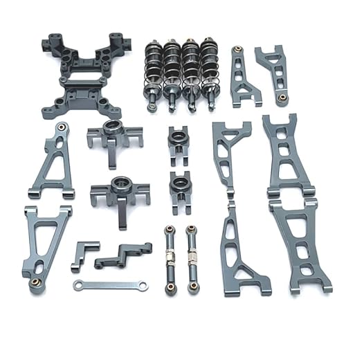 UNARAY Fit for MJX H16 16207 16208 16209 16210 Metall Suspension Arm Lenkung Tasse Stoßdämpfer Shock Tower Set 1/16 RC Auto Upgrade Teile Kit (Size : Gray) von UNARAY