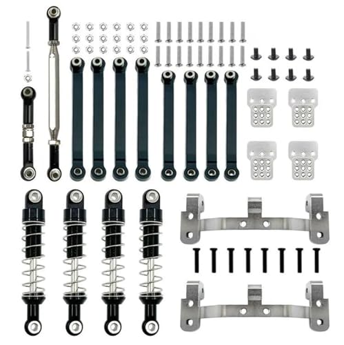 UNARAY Fit for MN D90 MN98 MN99S Metall Suspension Link Stange Link Zugstangen Montieren Sitz Stoßdämpfer 1/12 RC Auto Upgrade Teile Zubehör (Size : Black) von UNARAY