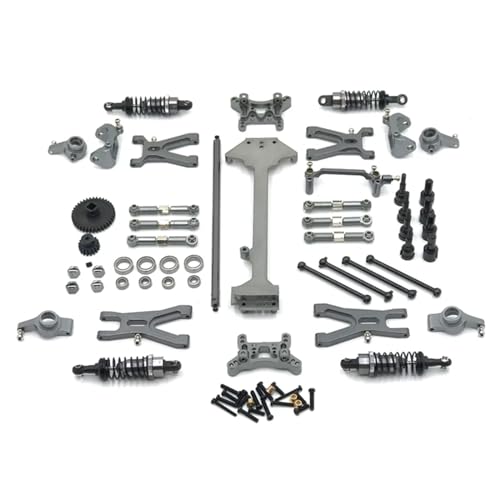 UNARAY Metall Upgrade Swing Arm Lenkung Cup Linkage Stoßdämpfer Kit Fit for WLtoys 1/18 A959 A949 A969 A979 K929 RC Auto Teile (Size : Dark Grey) von UNARAY