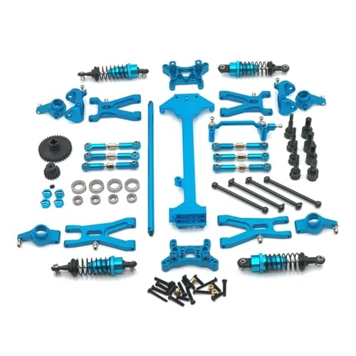 UNARAY Metall Upgrade Swing Arm Lenkung Cup Linkage Stoßdämpfer Kit Fit for WLtoys 1/18 A959 A949 A969 A979 K929 RC Auto Teile (Size : Sky Blue) von UNARAY