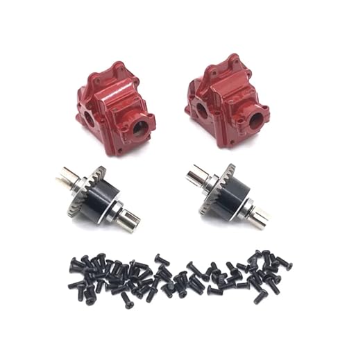 UNARAY Passend for WLtoys 144010 144001 144002 124016 124017 124018 124019 Automobil-Metall-Upgrade-Teile, Getriebe *2 & Differential *2 (Size : Red) von UNARAY