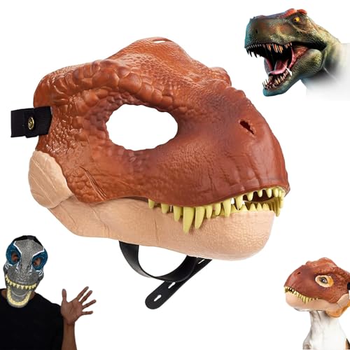 UNASI Dino Mask,dino Maske,Dino Maske Bewegliches Kiefer Kinn Bewegliche Drachen Maske,Tiermasken Silikon Mask,Realistisches Aussehen Einfach Zu Tragen von UNASI