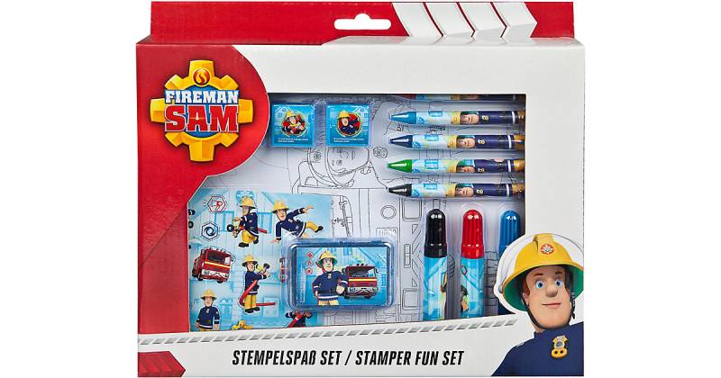Stempelset Feuerwehrmann Sam, 26-tlg. blau/rot von UNDERCOVER