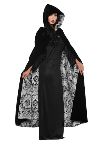 Deluxe Samtumhang mit Kapuze schwarz-grau - Gothic Cape für Halloween, Karneval & Grusel-Party für Erwachsene Deluxe Samtumhang mit Kapuze schwarz-grau - Gothic Cape für Halloween, Karneval & Grusel-Party für Erwachsene von UNDERWRAPS