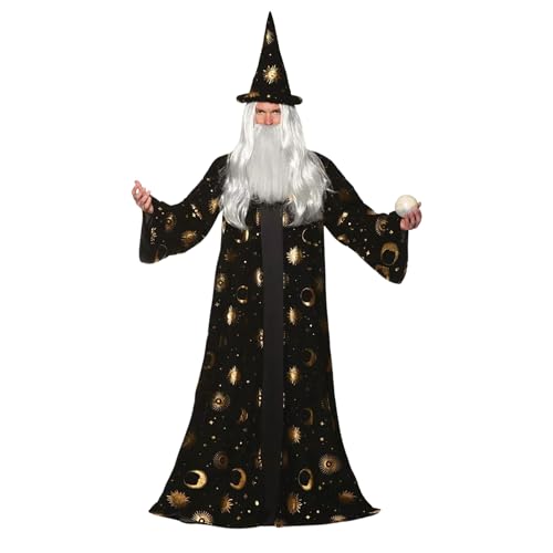 Himmlischer Zauberer Robe Kostüm für Herren mit angenähtem Abdeckpaneel und passendem Hut Himmlischer Zauberer Robe Kostüm für Herren mit angenähtem Abdeckpaneel und passendem Hut von UNDERWRAPS