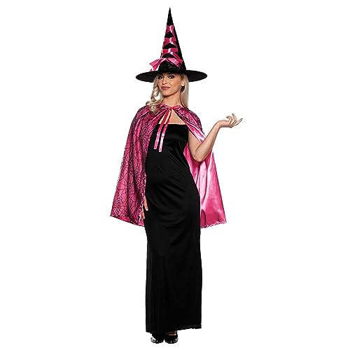 UNDERWRAPS Hexen-Umhang-Set für Damen, einfaches Halloween-Kostüm für Frauen, Mütter, Lehrer, Umhang Hut Rosa, Adult OS von UNDERWRAPS