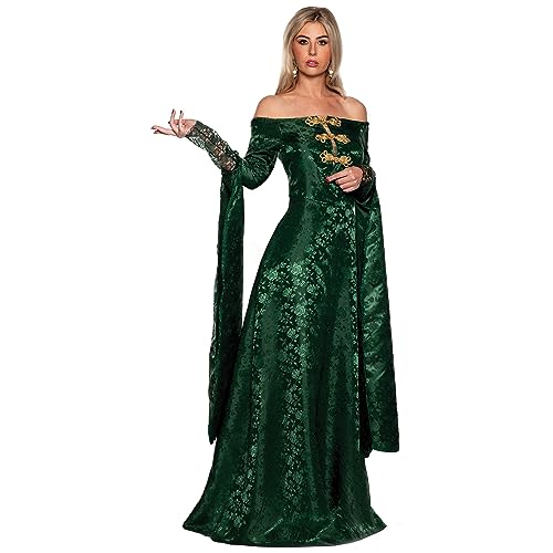 UNDERWRAPS Mittelalterliches Thronkleid Kostüm – Renaissance-Königin Grüne Kostüme Drachenkostüm für Damen, Mittelalterliche Kleider (Ren Queen Green, Größe S 32-34) von UNDERWRAPS