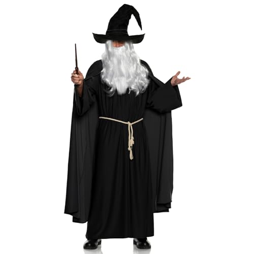 UNDERWRAPS Schwarzer Hexenmeister Kostüm Herren Halloween Kostüme für Männer Renaissance Zauberer Outfit Erwachsene Cosplay Kostüm, Schwarz, ONE SIZE 42-44 UNDERWRAPS Schwarzer Hexenmeister Kostüm Herren Halloween Kostüme für Männer Renaissance Zauberer Outfit Erwachsene Cosplay Kostüm, Schwarz, ONE SIZE 42-44 von UNDERWRAPS