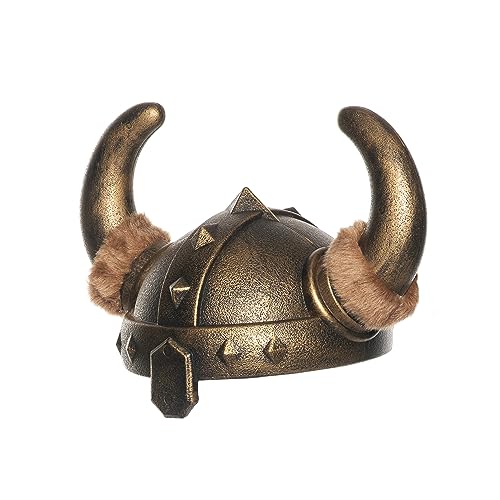 UNDERWRAPS Wikinger Helm Herren - Wikinger Kunststoffhelm für Erwachsene Halloween Kostüm, Fußballmütze Allgemeines Kostüm Männer Bier Trinkhelm (Bronze Viking, OS) von UNDERWRAPS