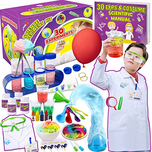 UNGLINGA Kinder Wissenschaft Experiment Kits 30 Schule Labor Experimente mit Laborkittel Wissenschaftler Spielzeug Geschenke für Jungen Mädchen verkleiden und Rolle Spielen von UNGLINGA