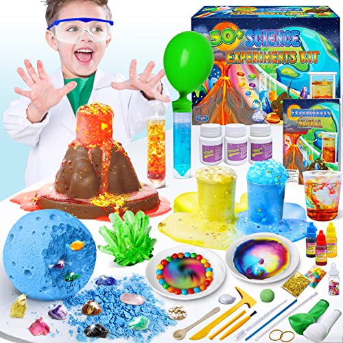 UNGLINGA 50+ Wissenschaft Experimente Kit für Kinder, STEM Aktivitäten Spielzeug Geschenke für Jungen Mädchen Chemie Set, Edelstein Ausgrabung, Vulkan von UNGLINGA