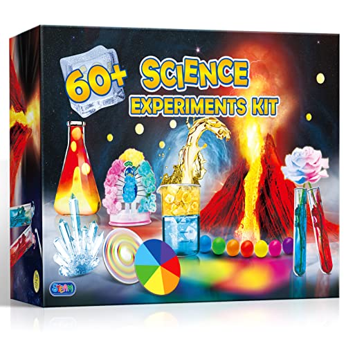 UNGLINGA 60+ Experimente für Kinder Jungen Mädchen Spielzeug Geschenke, Science Lab STEM Aktivitäten Bildungsprojekt mit Chemie-Set, ausbrechenden Vulkan, magische Farbe von UNGLINGA