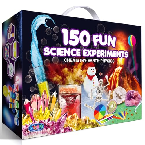 UNGLINGA Kinder Wissenschaft Kits mit 150 Experimente für Jungen Mädchen, wissenschaftliche Spielzeuge Geschenke Geburtstag, Pause Geoden, Vulkan, Chemie Physik STEM Projekt Aktivitäten von UNGLINGA
