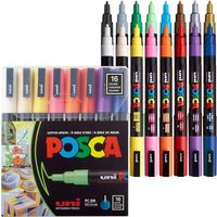FABER-CASTELL 186516 Marker UNI POSCA PC-3M 16er Set von UNI-BALL
