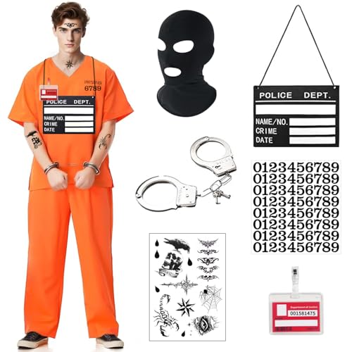 UNIANE Gefängnis Kostüm Herren Orange, Halloween Gefangener Kostüm, Sträfling kostüm, Kostüms Erwachsene Cosplay Outfits für Erwachsener Gefängnis Kostüms, Halloween Prisoners Pretend Game Prop (M) UNIANE Gefängnis Kostüm Herren Orange, Halloween Gefangener Kostüm, Sträfling kostüm, Kostüms Erwachsene Cosplay Outfits für Erwachsener Gefängnis Kostüms, Halloween Prisoners Pretend Game Prop (M) von UNIANE