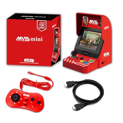 Unico SNK MVS Mini Arcade und Red Controller-Set [im Lieferumfang Enthaltenes HDMI-Kabel], Vorinstalliert mit 45 Offiziell Lizenzierten SNK Neo Geo-Spielen, Geschenke für Erwachsene und Kinder von UNICO