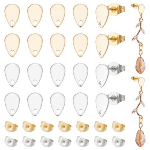 UNICRAFTALE 40Stk 2 Farben Edelstahl Tropfen Ohrstecker 12 mm Lange Flache Teardrop Ohrstecker Hypoallergen Metall Ohrstecker Mit Ohrmuttern DIY Ohrring Machen Zubehör für Ohrringe Schmuckherstellung UNICRAFTALE 40Stk 2 Farben Edelstahl Tropfen Ohrstecker 12 mm Lange Flache Teardrop Ohrstecker Hypoallergen Metall Ohrstecker Mit Ohrmuttern DIY Ohrring Machen Zubehör für Ohrringe Schmuckherstellung von UNICRAFTALE