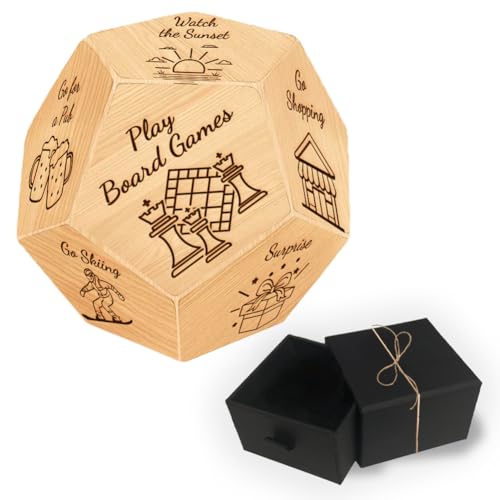 UNICRAFTALE Entscheidungswürfel Aus Holz Jahrestag Verabredung Geschenke Lustige Spaß Würfel Für Verabredungen Rechteckigen Samtbeuteln Entspannung Für Ehemann Ehefrau Geburtstagsgeschenke Für Paare von UNICRAFTALE