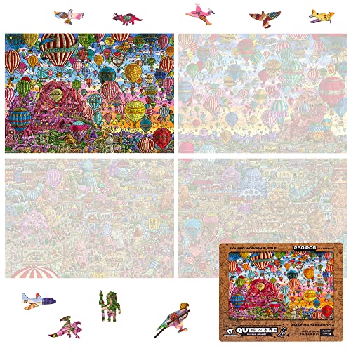 UNIDRAGON + IC4 Design Holzpuzzle Quezzle Amazing Cappadocia — Puzzle Brettspiel, Familienspiel, einzigartige Form Puzzleteile – 250 Teile, 35,8 x 24,9 cm, Teil 1 von UNIDRAGON