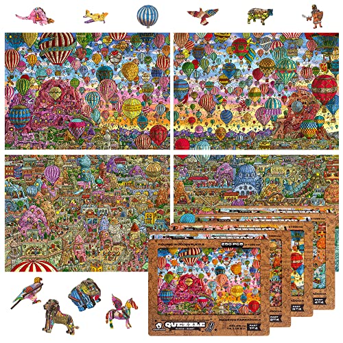 UNIDRAGON + IC4 Design Wooden Jigsaw Puzzle, Quezzle Amazing Cappadocia — Puzzle Board Game, Best Gift for Adults and Kids, Unique Shape Jigsaw Pieces - 1000 pcs, 28.2" x 19.6", Full Pack von UNIDRAGON