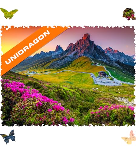 UNIDRAGON Original Holzpuzzle — Berg, 500 Teile, King Größe 16.9 x 11.8 Zoll (43 x 30 cm) Schöne Geschenkverpackung, Einzigartige Form Erwachsene und von UNIDRAGON