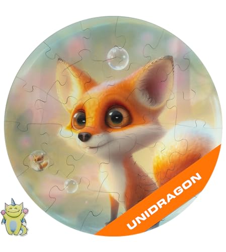 UNIDRAGON Original Holzpuzzles für — Bubblezz Fuchs, 30 Teile, 9.8 х 9.8 Zoll (25 х 25 cm), Geschenk Mädchen und Jungen, Spielzeug aus Holz von UNIDRAGON