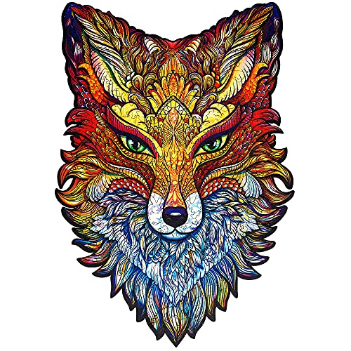 UNIDRAGON Original Holzpuzzle — Feuriger Fuchs, 197 Teile, Mittel 8.6 x 12.5 Zoll (22 x 32 cm) Schöne Geschenkverpackung, Einzigartige Form Erwachsene und von UNIDRAGON