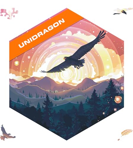 UNIDRAGON Original Holzpuzzle — Gedankenbrecher König Vogel, 100 Teile, 8.54 x 8.54 Zoll (21.7 x 21.7 cm) Schöne Geschenkverpackung, Einzigartige Form Erwachsene und von UNIDRAGON
