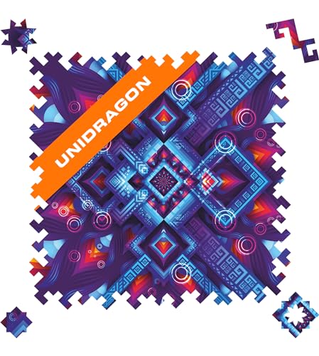 UNIDRAGON Original Holzpuzzle — Gedankenbrecher Neon Geometrie, 100 Teile, 8.54 x 8.54 Zoll (21.7 x 21.7 cm) Schöne Geschenkverpackung, Einzigartige Form Erwachsene und von UNIDRAGON