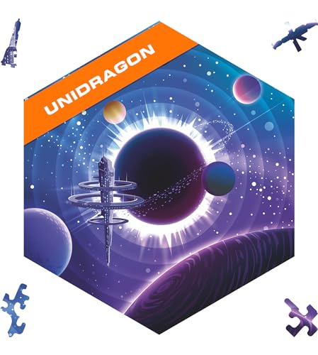 UNIDRAGON Original Holzpuzzle — Gedankenbrecher Raumstation, 100 Teile, 8.54 x 8.54 Zoll (21.7 x 21.7 cm) Schöne Geschenkverpackung, Einzigartige Form Erwachsene und von UNIDRAGON