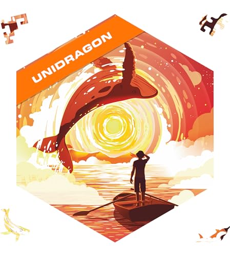UNIDRAGON Original Holzpuzzle — Gedankenbrecher Sonnenwal, 100 Teile, 8.54 x 8.54 Zoll (21.7 x 21.7 cm) Schöne Geschenkverpackung, Einzigartige Form Erwachsene und von UNIDRAGON